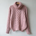 High Neck Pullover Loose Solid Color Knit Sweater - Oh Yours Fashion - 7