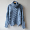 High Neck Pullover Loose Solid Color Knit Sweater - Oh Yours Fashion - 2