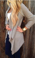 Asymmetric Wave Cardigan Loose Knit Long Sleeve - Oh Yours Fashion - 4