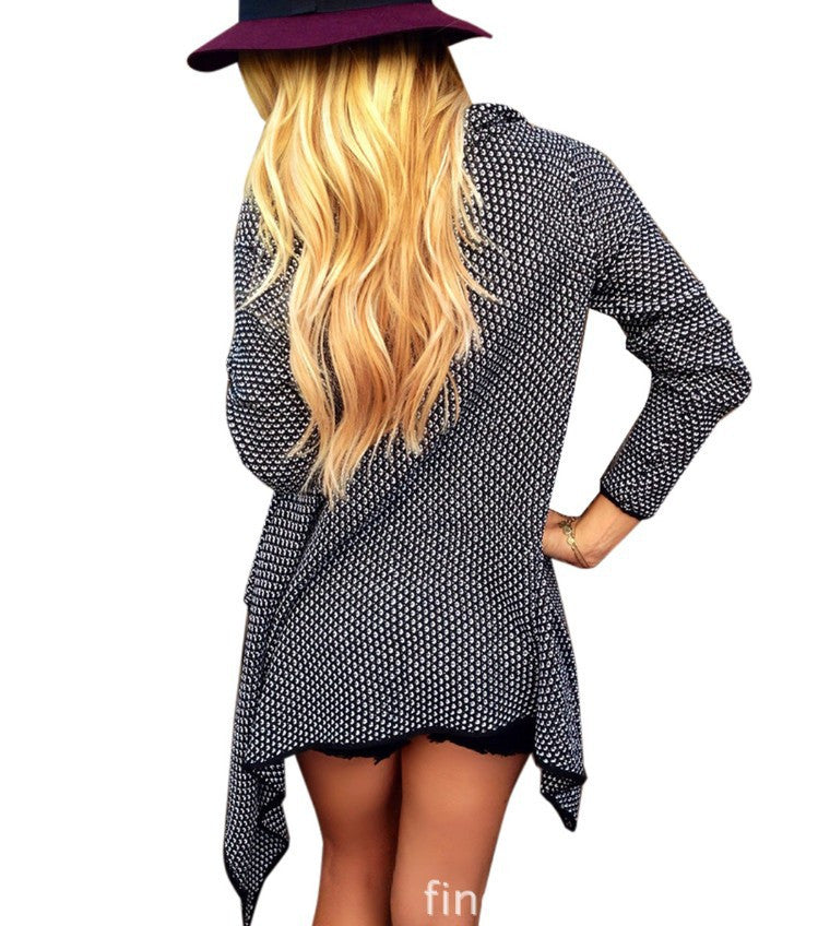Asymmetric Wave Cardigan Loose Knit Long Sleeve - Oh Yours Fashion - 5