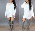 Hollow Out Knitting Irregular Long Sweater Dress - Oh Yours Fashion - 4