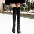 Round Toe Back Zipper High Chunky Heel Over-knee Long Boots