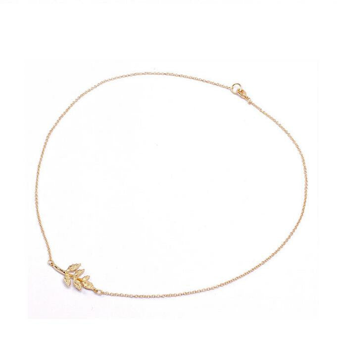 Metal Leaves Short Clavicle Necklace - Oh Yours Fashion - 1