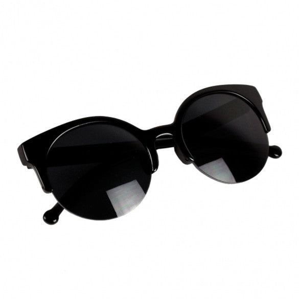 Unisex Retro Designer Super Round Circle Cat Eye Semi-Rimless Sunglasses - Oh Yours Fashion - 2