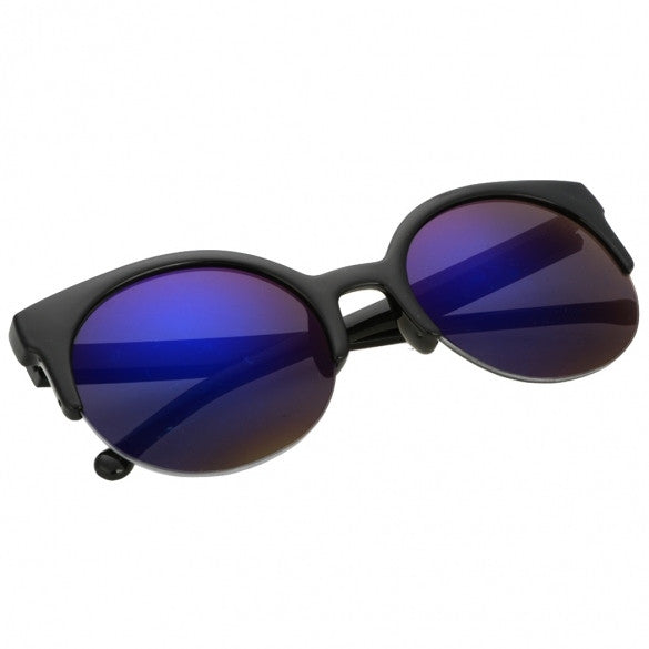 Unisex Retro Designer Super Round Circle Cat Eye Semi-Rimless Sunglasses - Oh Yours Fashion - 4