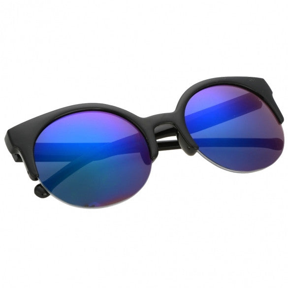 Unisex Retro Designer Super Round Circle Cat Eye Semi-Rimless Sunglasses - Oh Yours Fashion - 6