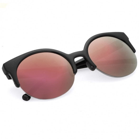 Unisex Retro Designer Super Round Circle Cat Eye Semi-Rimless Sunglasses - Oh Yours Fashion - 8