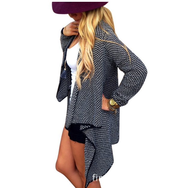 Asymmetric Wave Cardigan Loose Knit Long Sleeve - Oh Yours Fashion - 1