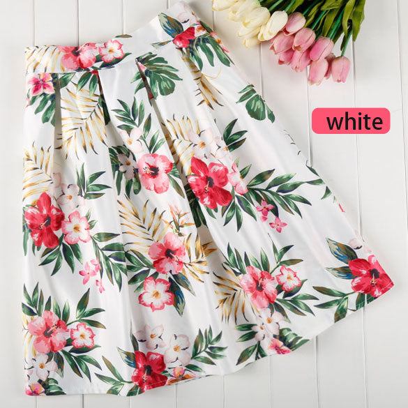 Big Flower Print High Waist Pleated Clubwear Skirt - O Yours Fashion - 1