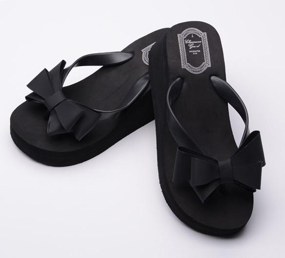 Ladies Summer Platform Flip Flops Thong Wedge Beach Sandals Knotbow Shoes - OhYoursFashion - 6