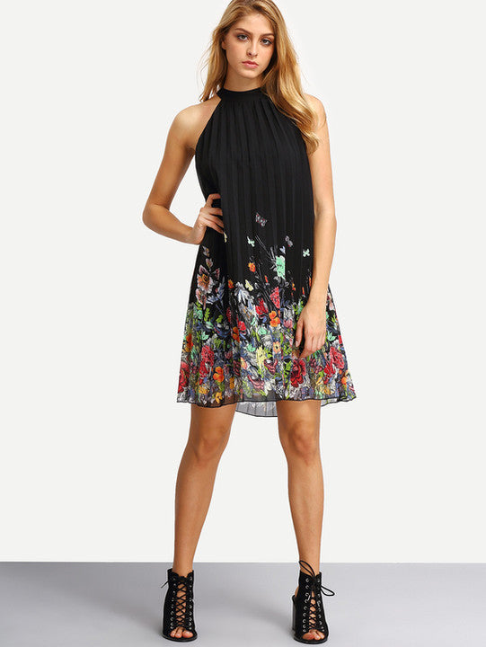 Sleeveless Halter Pleated Loose Dress - Oh Yours Fashion - 5