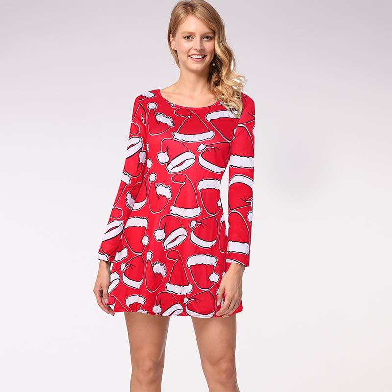 Plus Size Christmas Print Short Jumper Dress