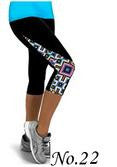 Flower Print Side Triangle Fashion 3/4 Pants Yoga Sport Leggings - Oh Yours Fashion - 18