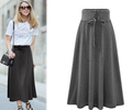 Lace Up Elastic Solid Pleated Long Skirt - Oh Yours Fashion - 4