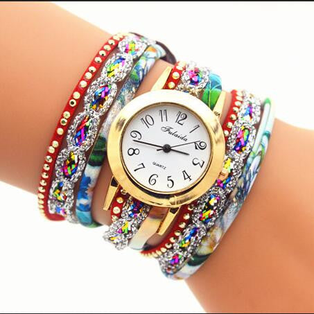 Colorful Print Multilayer Bracelet Watch - Oh Yours Fashion - 1