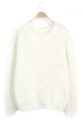 Long Scoop Sleeves Mohair Loose Pure Color Sweater