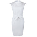 Lace Patchwork Straps Women Knee-length White Dress