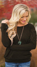 Pullover Scoop Long Sleeve Tassel Decorate Knit Blouse - Oh Yours Fashion - 2