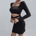 Square Neck Cut Out Bodycon Dress