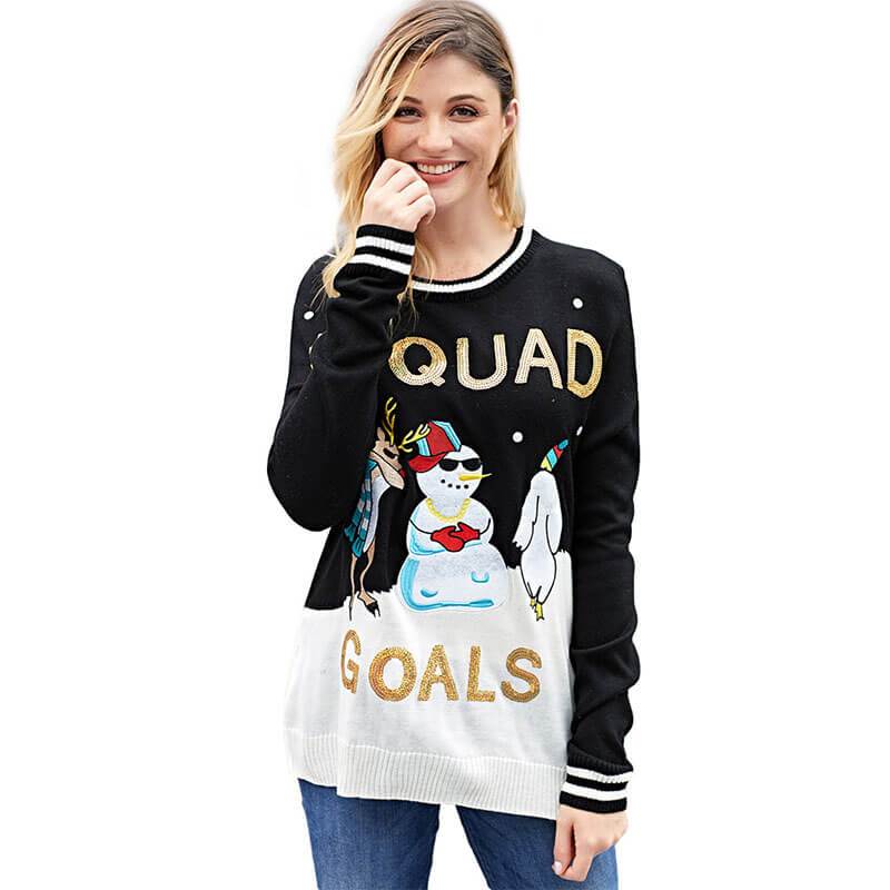 Ugly Christmas Sonwman Print Knit Sweater