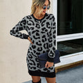 Leopard Slim Short Sweater Dress