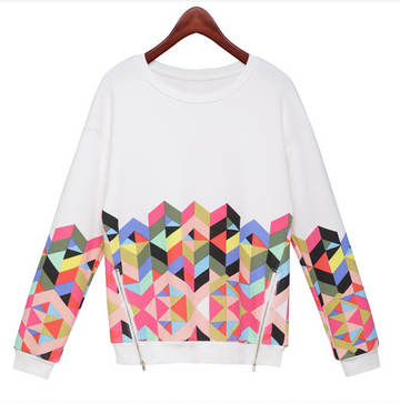 Trendy Print Scoop Pullover Light Slim Sweatshirt - Oh Yours Fashion - 1