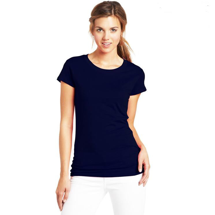 Fashion Pure Color Short Sleeve Scoop Cotton T-Shirt - Oh Yours Fashion - 1