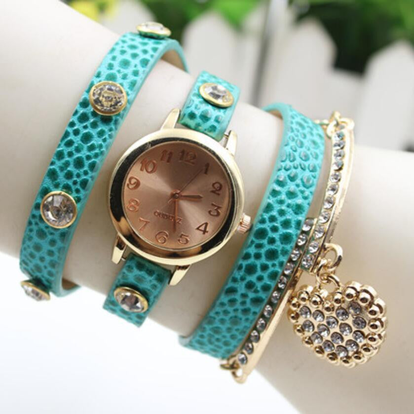 Crystal Heart PU Strap Wristwatch - Oh Yours Fashion - 5