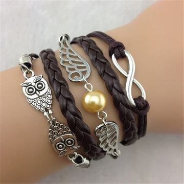 Black Owl Wings Fashion Multilayer Woven Bracelet - Oh Yours Fashion