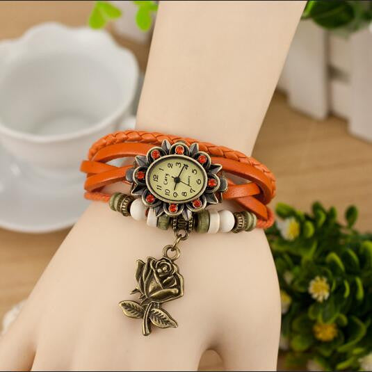 Retro Style Rose Pendant Multilayer Watch - Oh Yours Fashion - 6