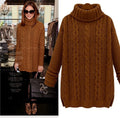Pullover High Neck Knit Twist Long Sleeve Side Slit Sweater - Oh Yours Fashion - 4