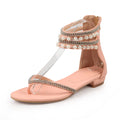 Beading Rhinestone Thong Women's Flat Flops Sandals - OhYoursFashion - 5