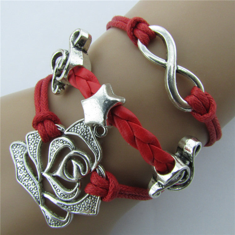 Roses Music Note Retro Leather Cord Bracelet - Oh Yours Fashion - 1