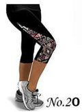 Flower Print Side Triangle Fashion 3/4 Pants Yoga Sport Leggings - Oh Yours Fashion - 16