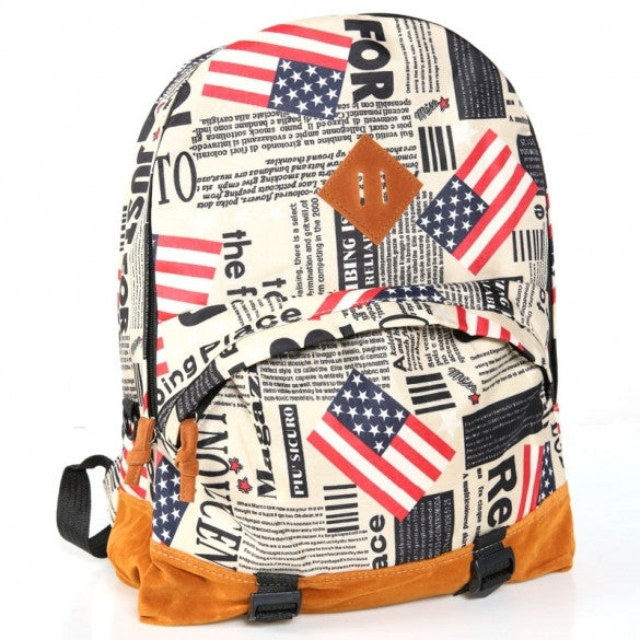 New Fashion Unisex Newspaper Design Print Backpack Schoolbag Shoulder Bag - Oh Yours Fashion - 2
