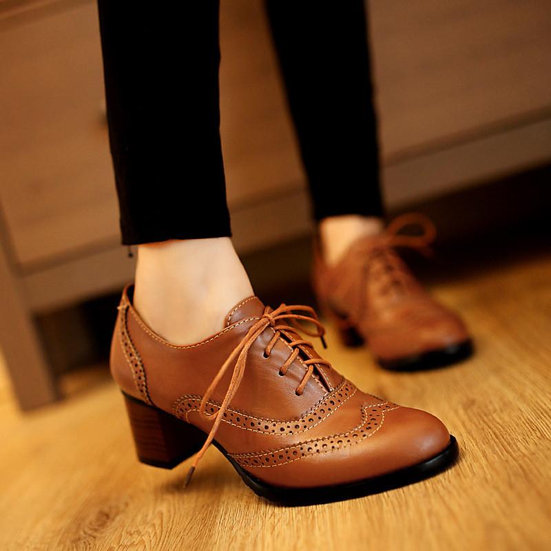 British Style Carved Classy Lace up Oxford Shoes - OhYoursFashion - 1