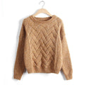 Pure Color Long Sleeves Scoop Regular Sweater