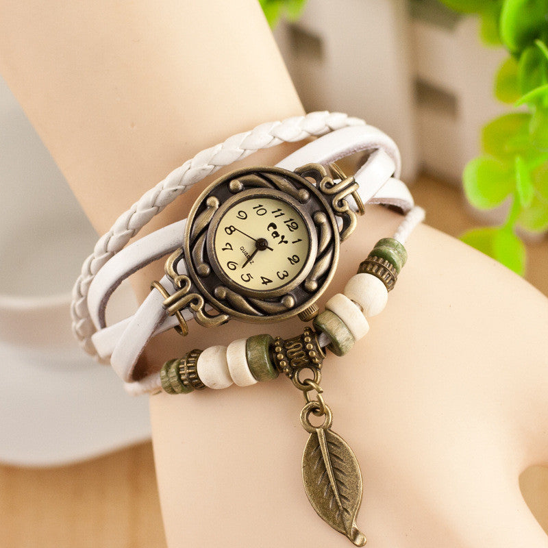 Retro Style Leaf Pendant Multilayer Watch - Oh Yours Fashion - 1