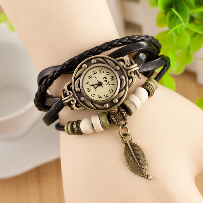 Retro Style Leaf Pendant Multilayer Watch - Oh Yours Fashion - 6