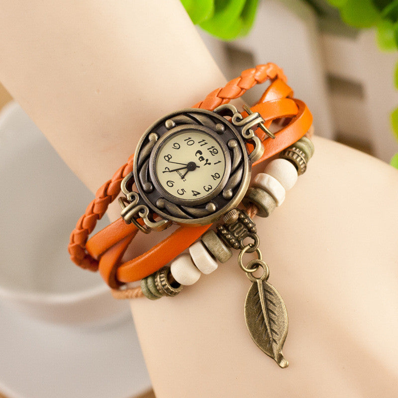 Retro Style Leaf Pendant Multilayer Watch - Oh Yours Fashion - 7