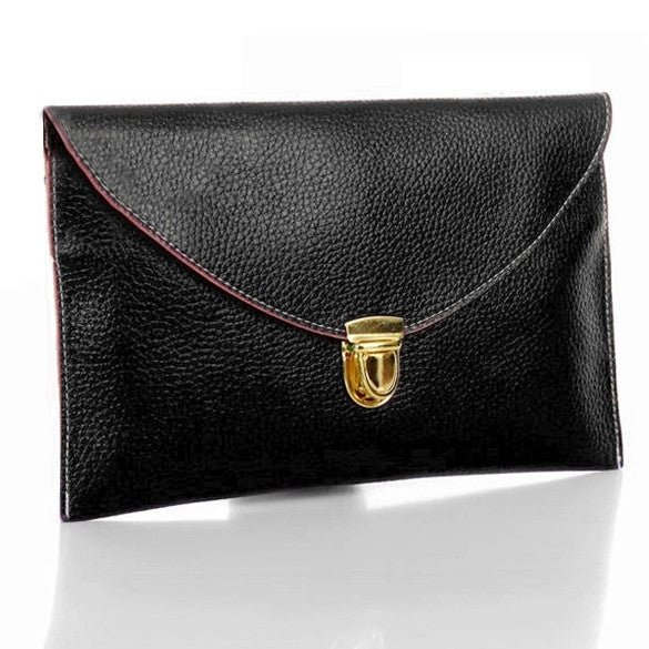 New Fashion Women's Golden Chain Envelope Purse Clutch Synthetic Leather Handbag Shoulder Bag Dinner Party - Oh Yours Fashion - 1