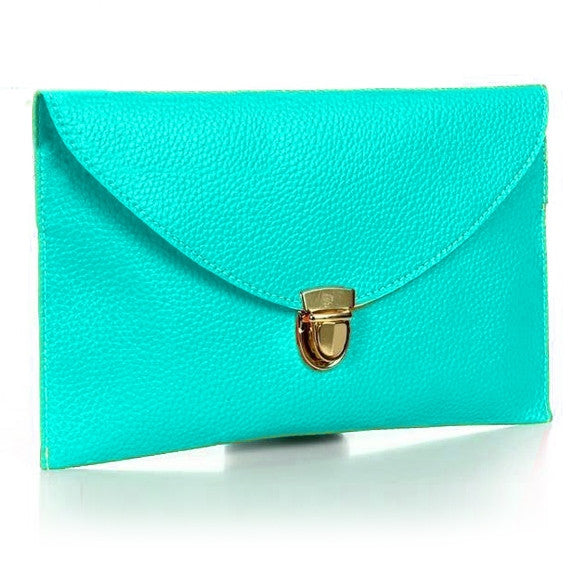 New Fashion Women's Golden Chain Envelope Purse Clutch Synthetic Leather Handbag Shoulder Bag Dinner Party - Oh Yours Fashion - 3