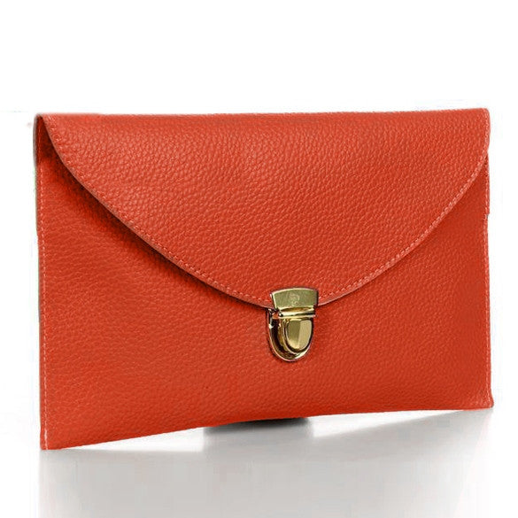 New Fashion Women's Golden Chain Envelope Purse Clutch Synthetic Leather Handbag Shoulder Bag Dinner Party - Oh Yours Fashion - 8