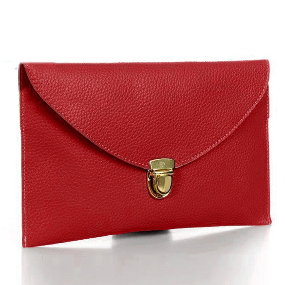 New Fashion Women's Golden Chain Envelope Purse Clutch Synthetic Leather Handbag Shoulder Bag Dinner Party - Oh Yours Fashion - 10