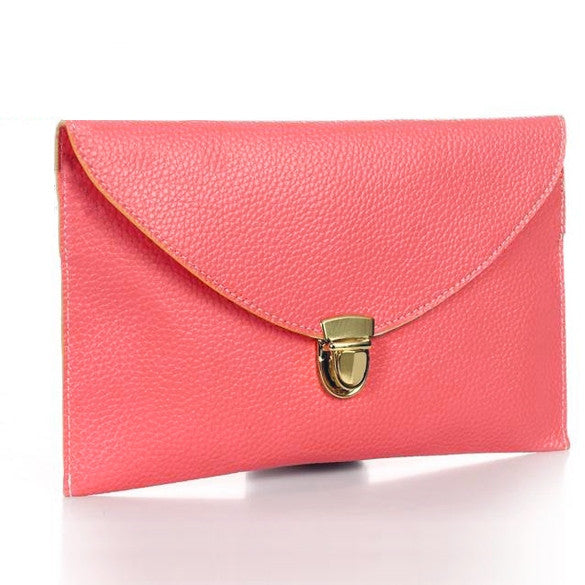 New Fashion Women's Golden Chain Envelope Purse Clutch Synthetic Leather Handbag Shoulder Bag Dinner Party - Oh Yours Fashion - 14