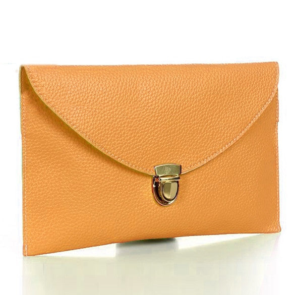 New Fashion Women's Golden Chain Envelope Purse Clutch Synthetic Leather Handbag Shoulder Bag Dinner Party - Oh Yours Fashion - 15