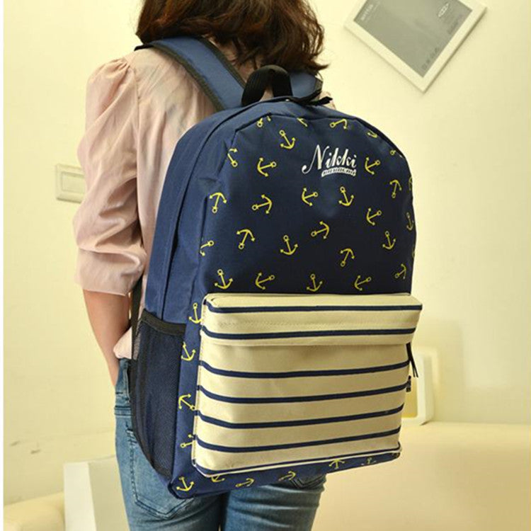 Anchor Print Hot style Navy Stripe Backpack - Oh Yours Fashion - 1
