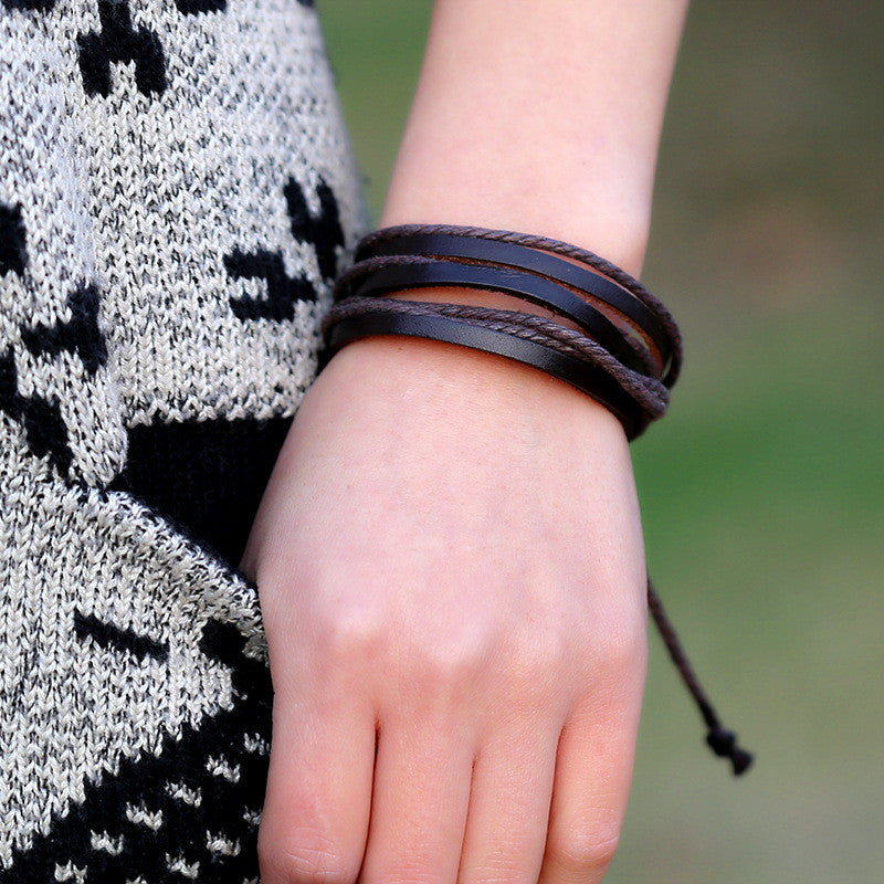 Multilayer Braided Leather Bracelet - Oh Yours Fashion - 1