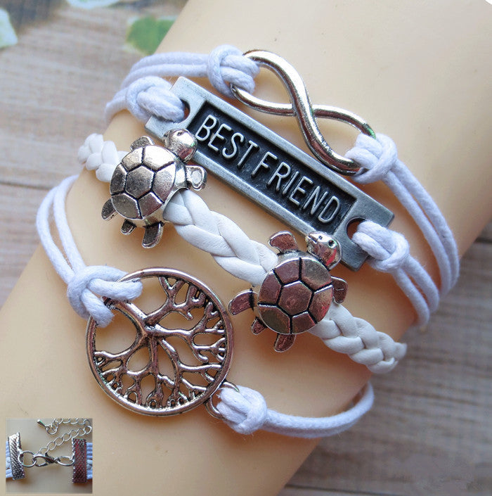 Tree Of Life BESTFRIEND Tortoise Leather Cord Bracelet - Oh Yours Fashion