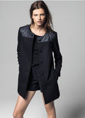 Single Button Print Long Sleeve Pockets Scoop Coat - Oh Yours Fashion - 2